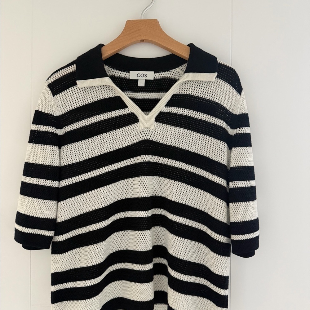 COS black and Cream Striped Knit Top